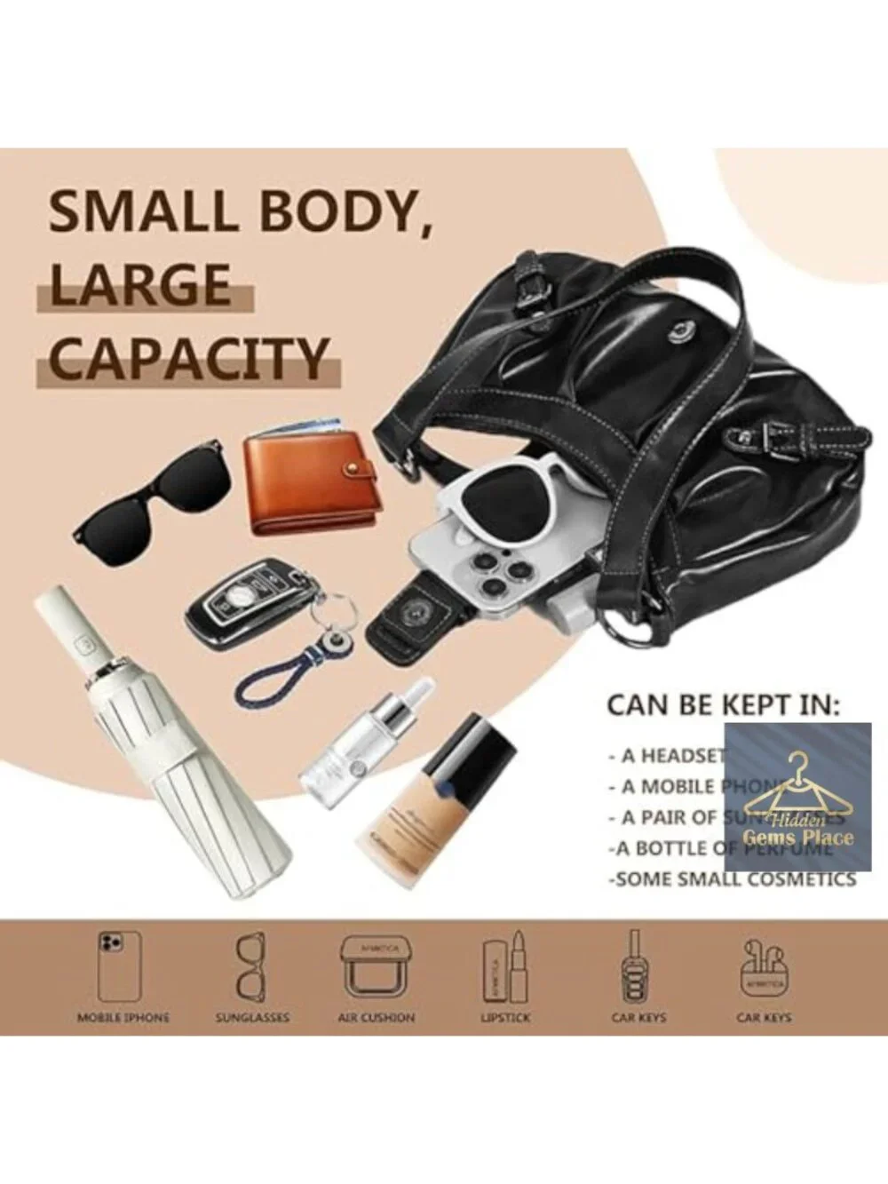 Faux Leather Y2K Hobo Shoulder Bag with Zipper & Magnetic Clasp